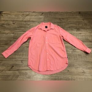 Linen blend GAP peach Pink Button down Shirt beach summer breezy boho cottage